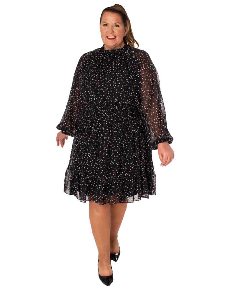 Plus size model wearing Mary Polka Dot Mini Dress by Maison Tara | Dia&Co | dia_product_style_image_id:182137